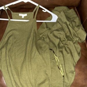 Mid calf to lower calf dress w small slit